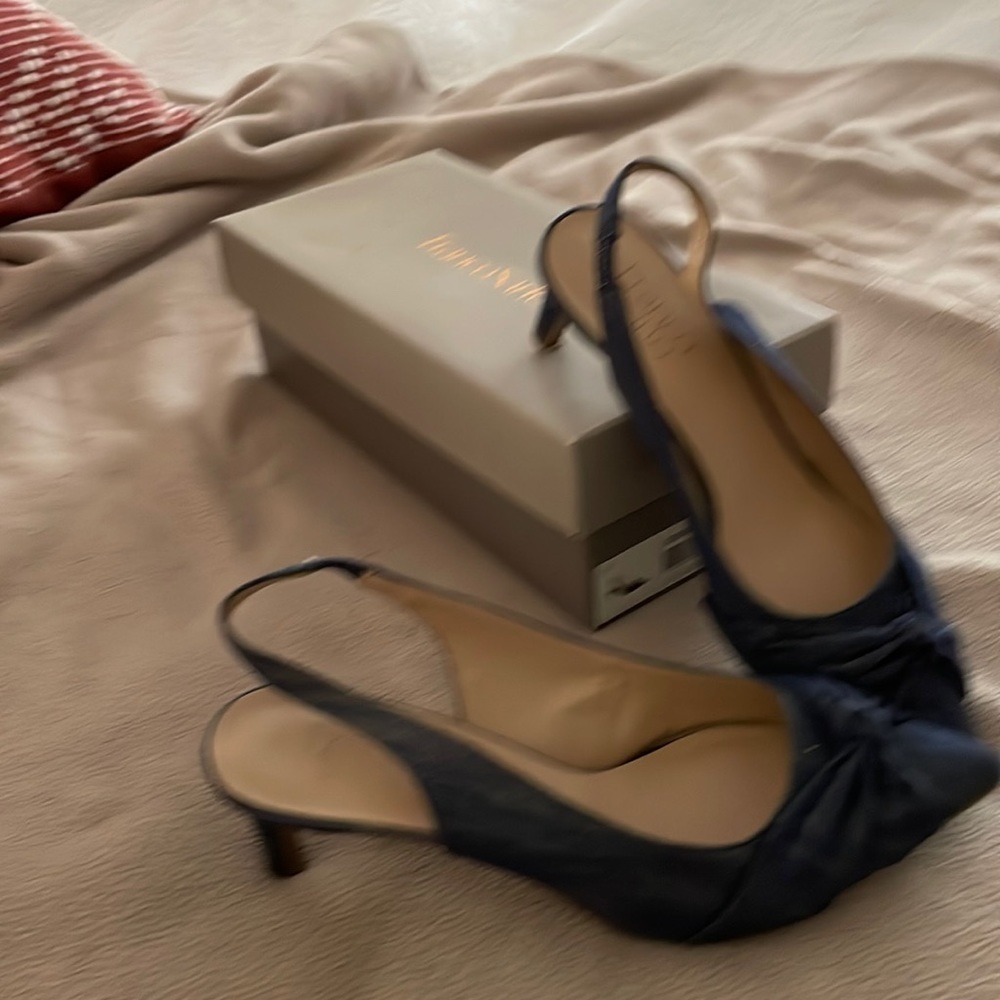 Sling back denim shoes